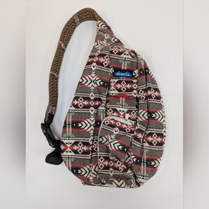 KAVU Aztec pattern outdoor backpack rope bag red, brown, black, white
